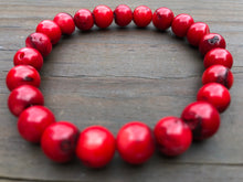 Load image into Gallery viewer, 8mm Red Coral Gemstone Bracelet