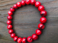 
              8mm Red Coral Gemstone Bracelet
            