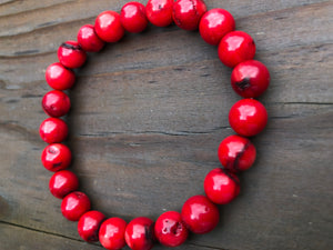 8mm Red Coral Gemstone Bracelet