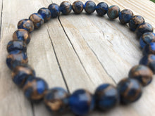 Load image into Gallery viewer, Mini Dark Blue Suspended Copper Agate Gemstone Bracelet