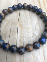 Load image into Gallery viewer, Mini Dark Blue Suspended Copper Agate Gemstone Bracelet