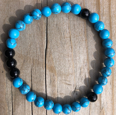 Mini Onyx & Blue Howlite Gemstone Bracelet