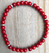 Load image into Gallery viewer, Mini Red Sea Coral Bamboo Gemstone Bracelet