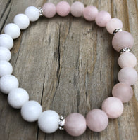 
              Rose Quartz & White Jade Gemstone Bracelet
            