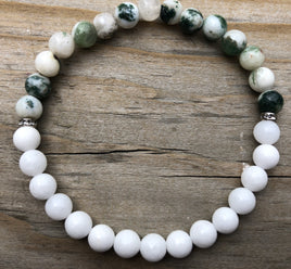 White Jade & Green Jasper Gemstone Bracelet