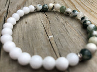 
              White Jade & Green Jasper Gemstone Bracelet
            