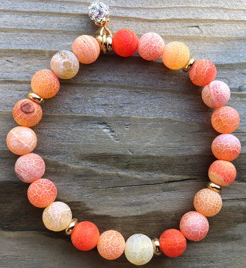 Orange Efflorescence Agate Gemstone Bracelet