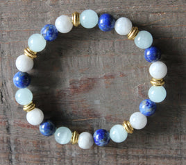 Lapis Lazuli, Blue Moonstone & Aquamarine Bracelet