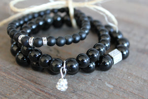 Obsidian Mi Familia Gemstone Bracelet set
