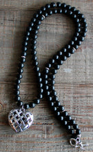 Load image into Gallery viewer, Matte Onyx &amp; Silver Heart Neckwear