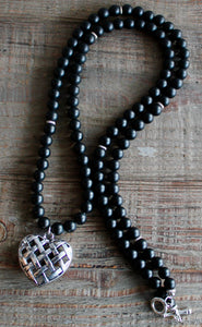 Matte Onyx & Silver Heart Neckwear