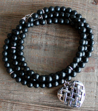 Load image into Gallery viewer, Matte Onyx &amp; Silver Heart Neckwear