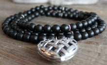 Load image into Gallery viewer, Matte Onyx &amp; Silver Heart Neckwear