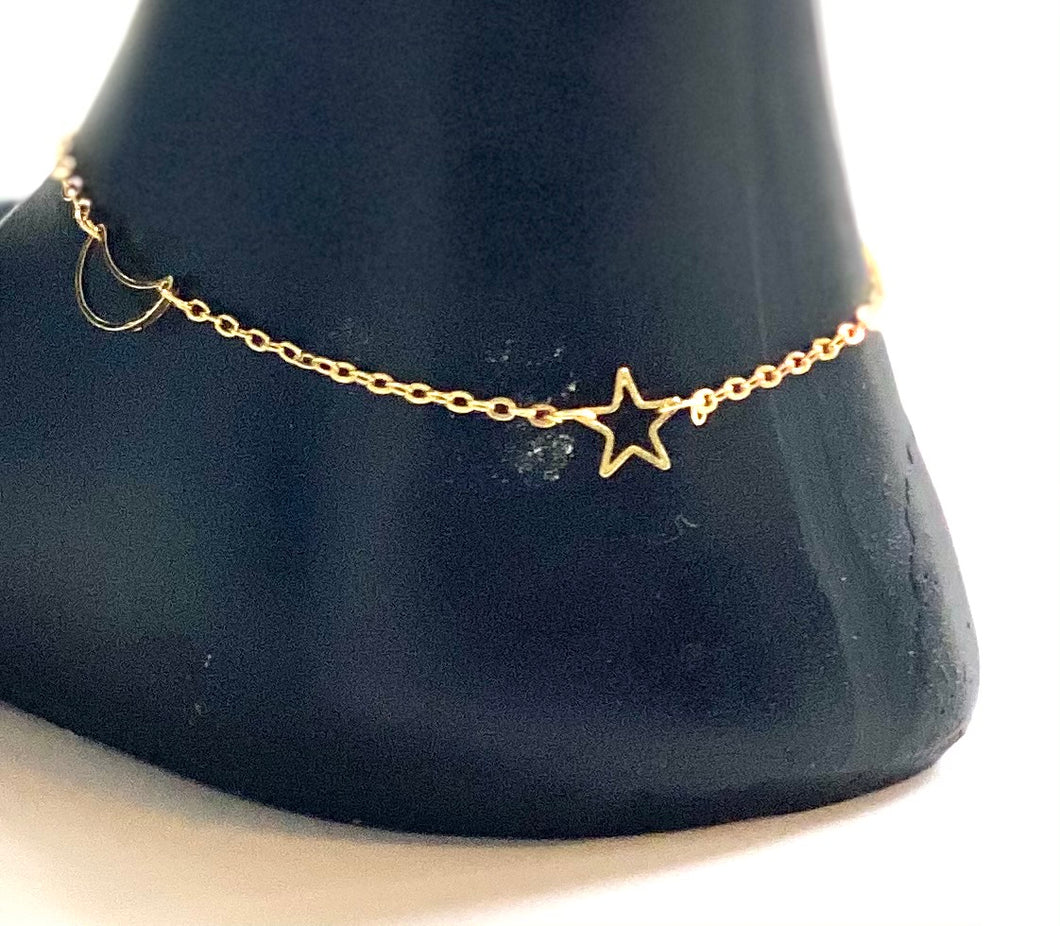 Star & Moon charm anklet