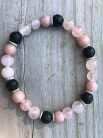 
              Rose Quartz, Pink Opal & Lava Fade Gemstone Bracelet
            