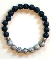 
              8mm Lava with Scenic Jasper Essential Oil Diffuser Bracelet
            