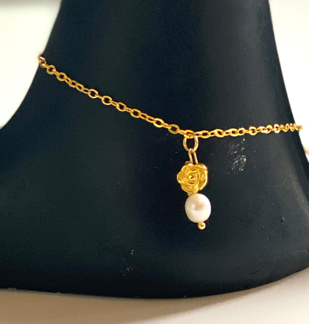 Fresh water pearl charm anklet