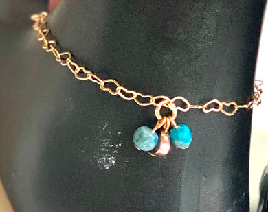 Apatite & Heart charm anklet