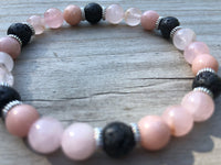 
              Rose Quartz, Pink Opal & Lava Fade Gemstone Bracelet
            