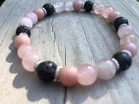 
              Rose Quartz, Pink Opal & Lava Fade Gemstone Bracelet
            