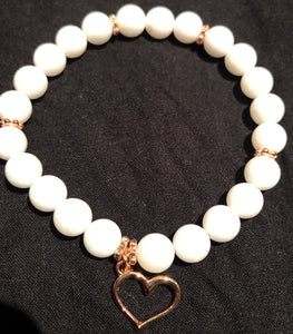 White Jade Heart Gemstone Bracelet